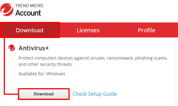 Download Trend Micro Antivirus+ Security installer