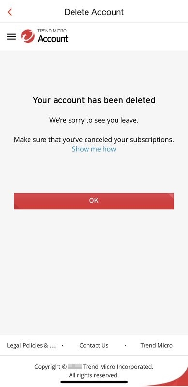 Trend Micro Account Deleted