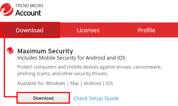 Download Trend Micro Maximum Security installer