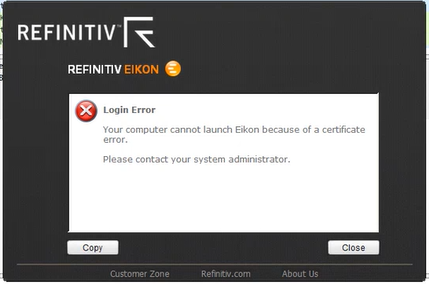 Unable to login to REFINITIV EIKON when Enforcement Agent is ...