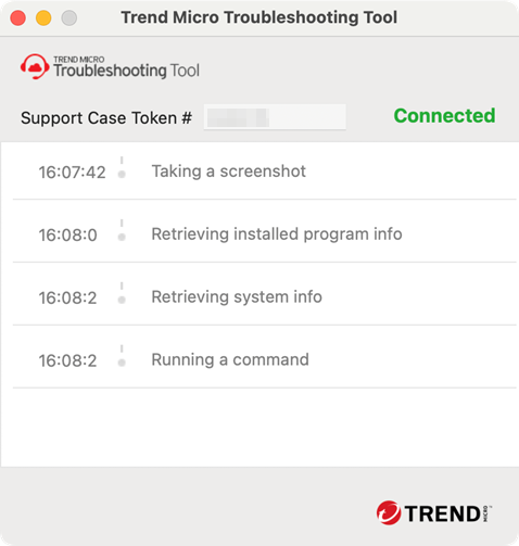 Trend Micro Troubleshooting Tool - Support Case Token Connect