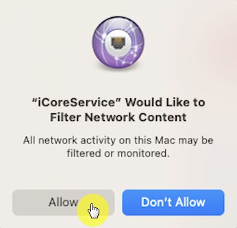 Allow Trend MIcro iCoreService on Mac