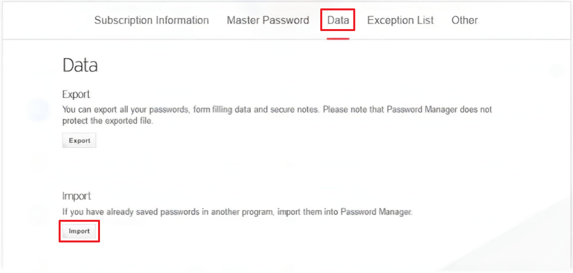 Import Passwords into Trend Micro Password Manager