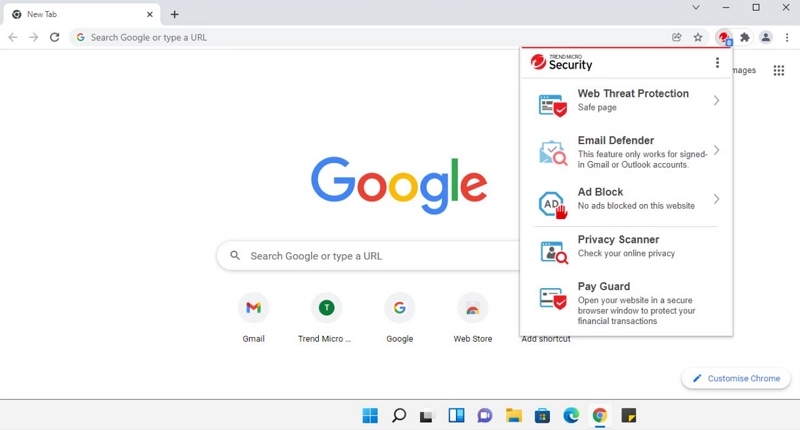 Show Trend Micro Security in Google Chrome