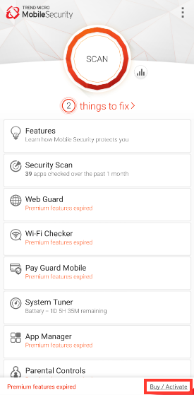 Activate Trend Micro Mobile Security for Android
