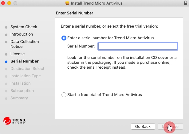 Enter Serial Number Antivirus for Mac