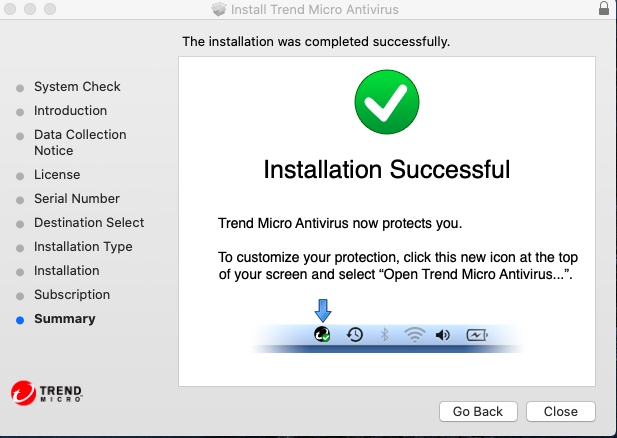 Antivirus for Mac: Installation Successful
