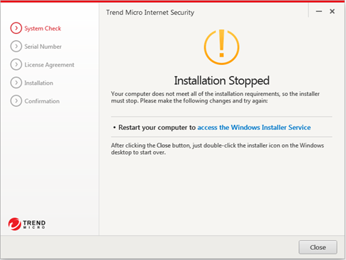 Restart your computer to access the Windows Installer Service