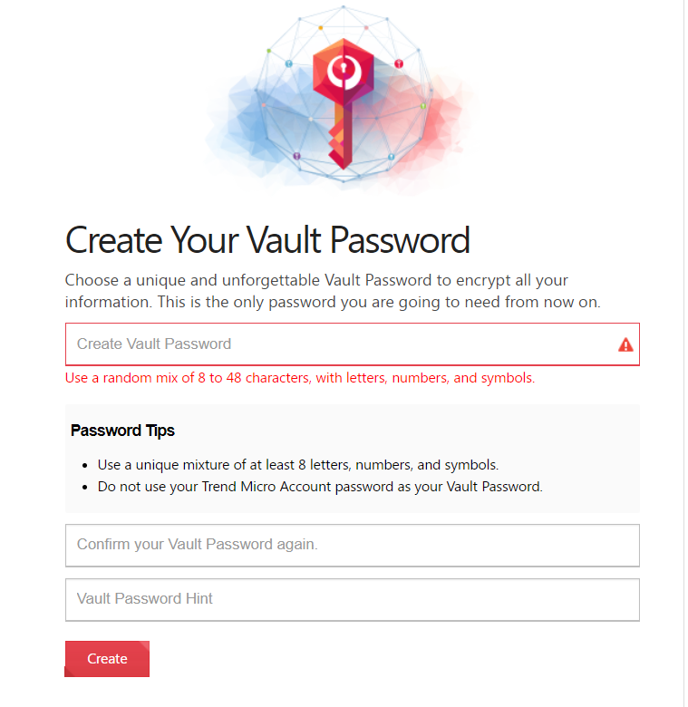 Create your Vault Password