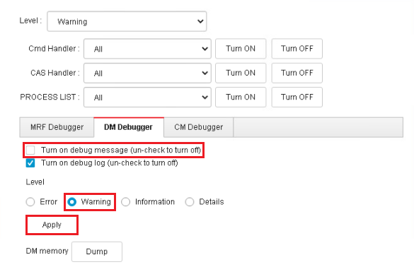 Disabled DM Debug