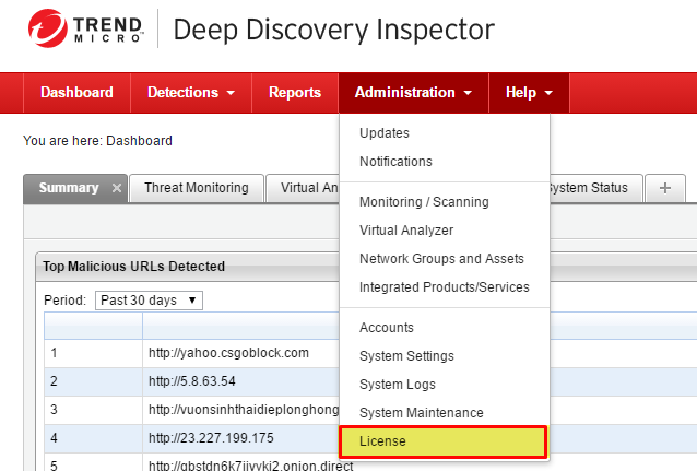 Locate Basic Product Information Deep Discovery Inspector