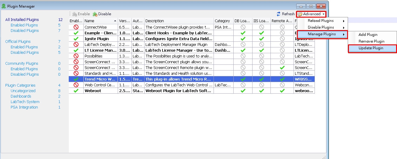 LabTech Plug-In Build 1.5.0.1067 - Remote Manager