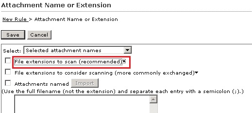 File extensions to scan