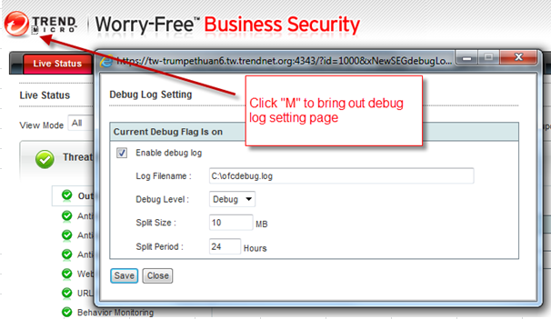 Debug Process Worry Free Business Security Wfbs