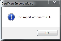 certificate was imported successfully