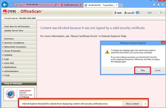 Cannot Access Console Via Internet Explorer 11 Intrusion Defense