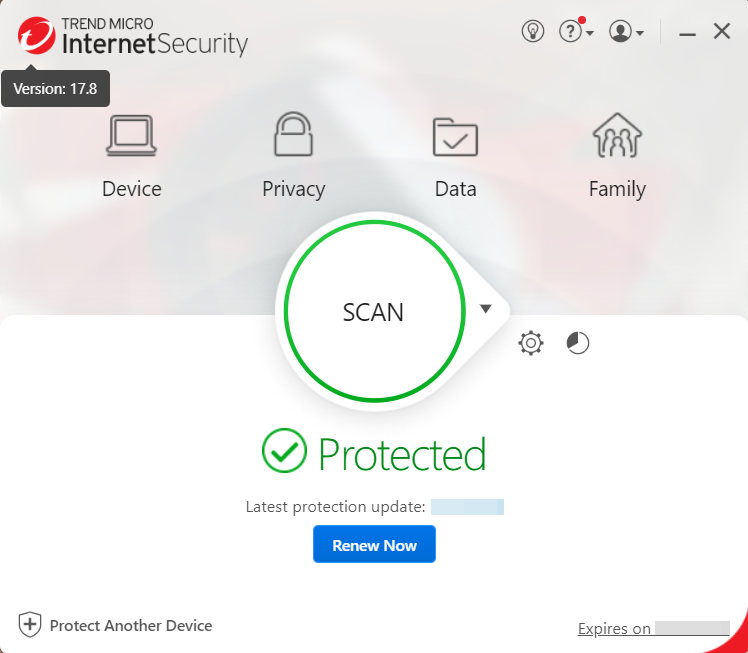 DO NOT CLICK. This is a sample image of the Main Program Menu for Trend Micro Internet Security