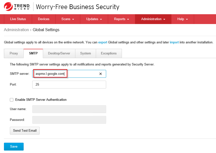 Karriere Post Flyselskaber Set a Gmail SMTP notification and report server – Worry-Free Business  Security