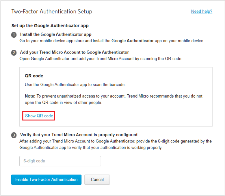 set up two factor authentication