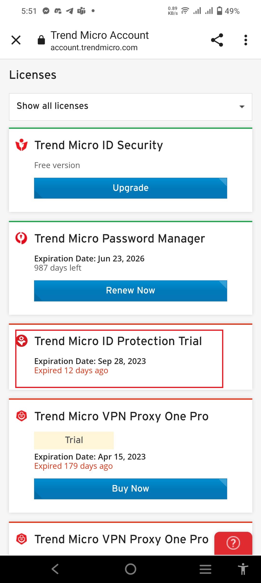 Managing Trend Micro ID Protection Mobile Subscriptions