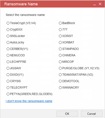 Select Ransomware Name