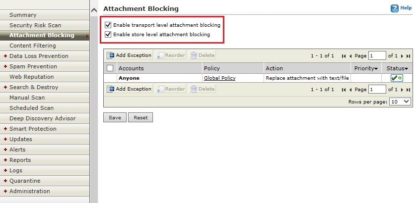 Block attachment types within ZIP in WFBS