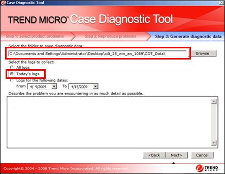 Select Today's log - Case Diagnostic Tool