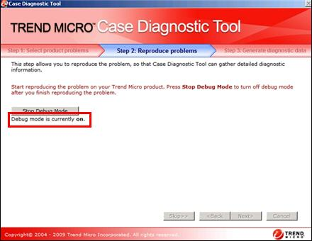 debug mode ON - Case Diagnostic Tool