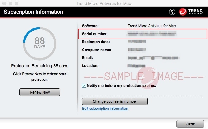 Find your Trend Micro serial number on Mac