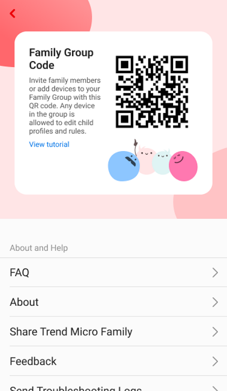 Scan QR code to add a Family Member on the main parent device in Trend Micro Family