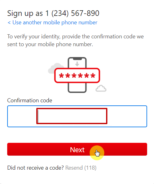 Type confirmation code to create your Trend Micro Account