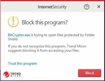 Block this program? It is trying to open files protected by Folder Shield.