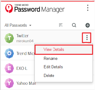 View Password Details in Password Manager