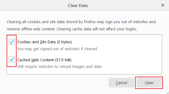 Cookies and Site Data - Clear