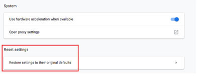 Reset settings to their original defaults in Chrome