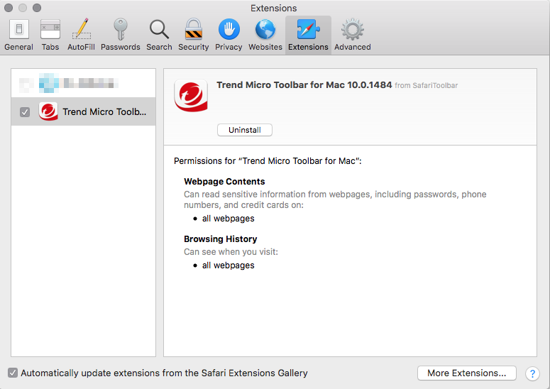 Trend Micro Toolbar Installed