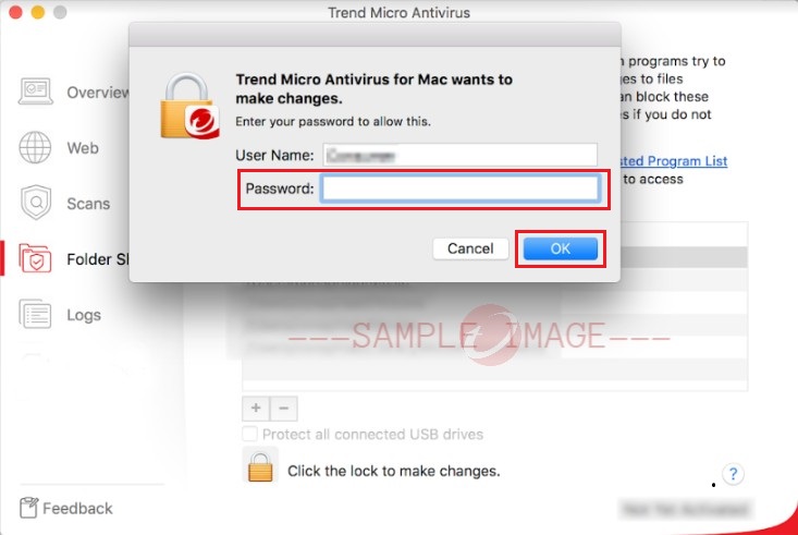 Trend Micro Folder Shield on Mac - Type Password