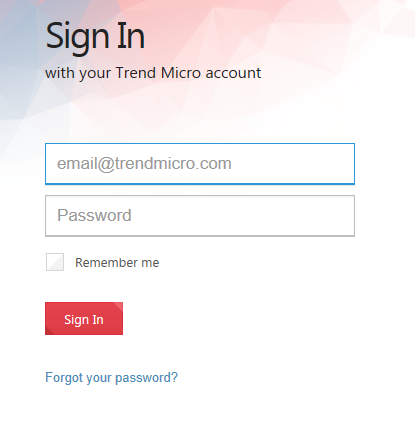 Sign in your Trend Micro Account