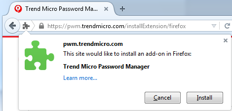 Install Trend Micro Password Manager in Mozilla Firefox