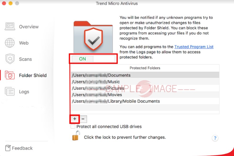 Add a folder Trend Micro Folder Shield on Mac will protect