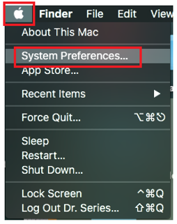 Opening the system preferences