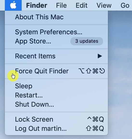 Select Force Quit Finder to close browsers
