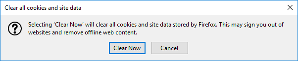 Clear all cookies and site data in Firefox