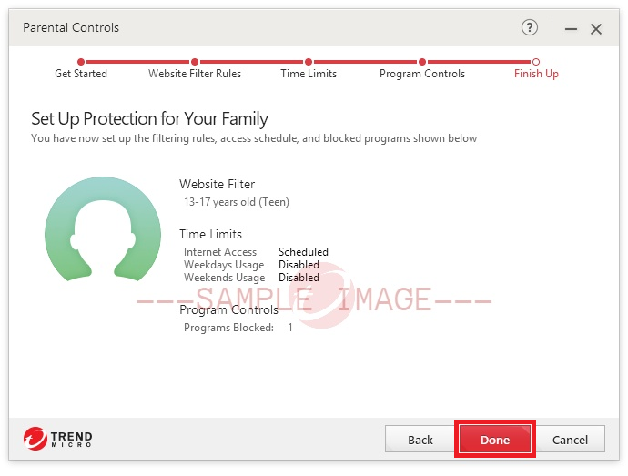 Check Summary of Configured Parental Control Settings