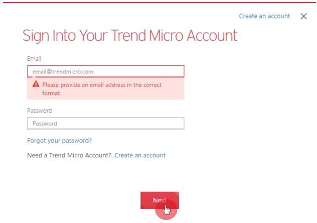 Sign into your Trend Micro Account for Password Manager