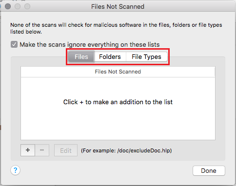 Exempt a File, Folder or File Type