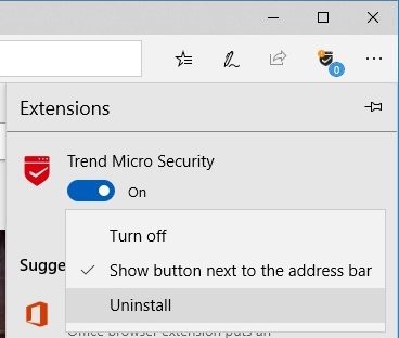 Remove Trend Micro Security for Microsoft Edge
