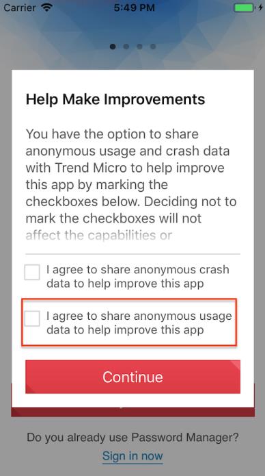 I agree to share anonymous crash data to help improve this app