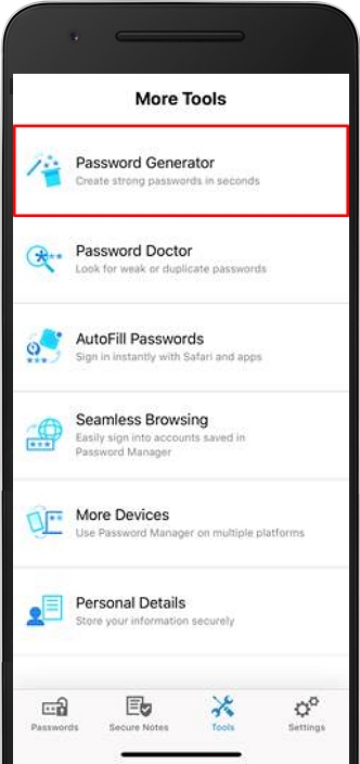 Generate Strong Password in Mobile