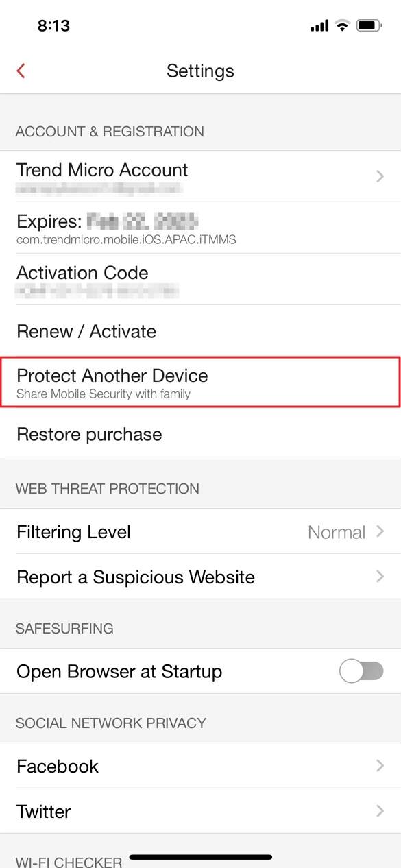 Open Protect Another Device